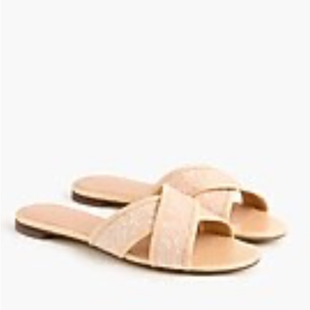 J. Crew Glitter Cora Crisscross Sandal in buff glitter, size 9
